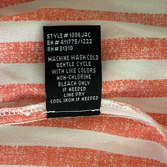 By&By women’s button down blouse. Size Large. Light orange& white stripe. - Picture 11 of 12